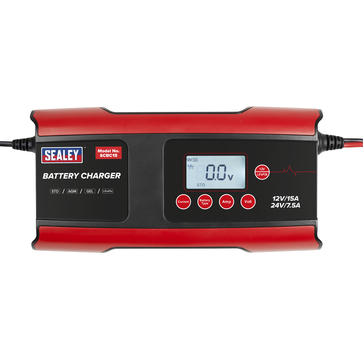 Sealey SCBC15 12/24V Compact Smart Battery Charger & Maintainer 15A - additional view 2