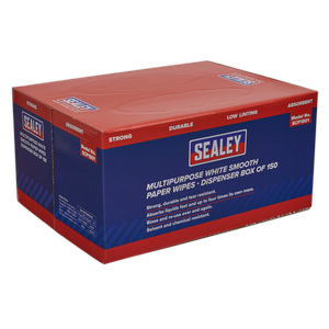 Sealey SCP1501 Multipurpose Smooth White Paper Wipes 73gsm - Dispenser Box of 150 Sheets