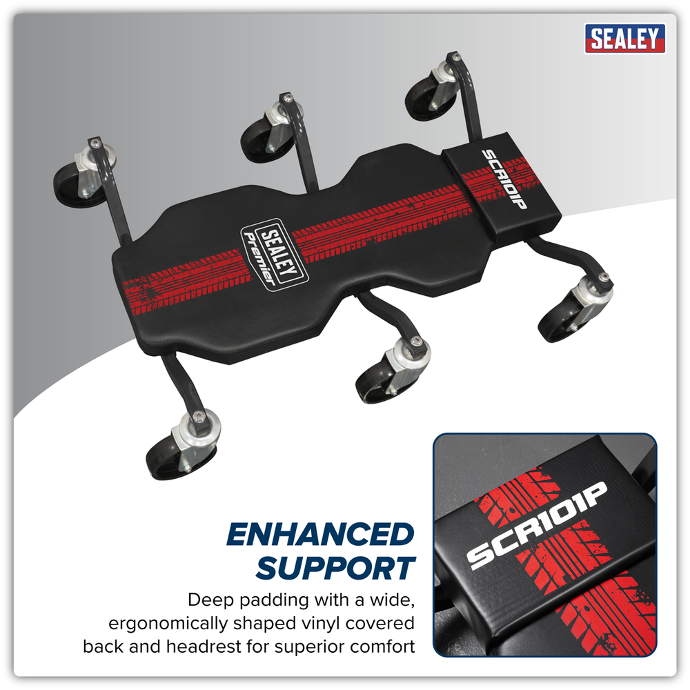 Sealey SCR101P Steel Creeper with 6 Rough Ground 5" Wheels & Headrest - additional view 5