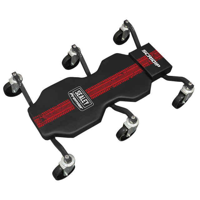 Sealey SCR101P Steel Creeper with 6 Rough Ground 5" Wheels & Headrest