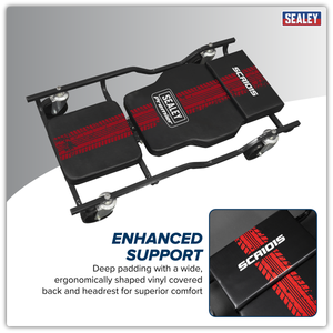 Sealey SCR101S Steel Creeper with 4 Rough Ground 5" Wheels & Adjustable Back/Headrest - additional view 11