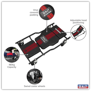 Sealey SCR101S Steel Creeper with 4 Rough Ground 5" Wheels & Adjustable Back/Headrest - additional view 10