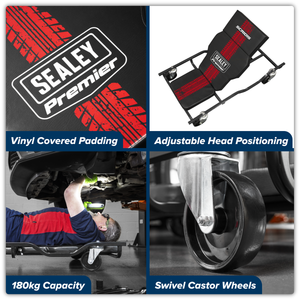 Sealey SCR101S Steel Creeper with 4 Rough Ground 5" Wheels & Adjustable Back/Headrest - additional view 8