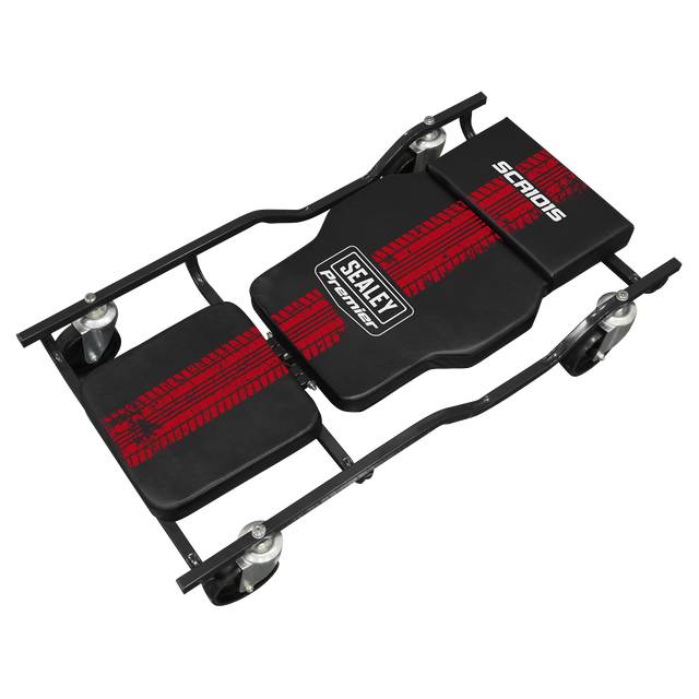 Sealey SCR101S Steel Creeper with 4 Rough Ground 5" Wheels & Adjustable Back/Headrest