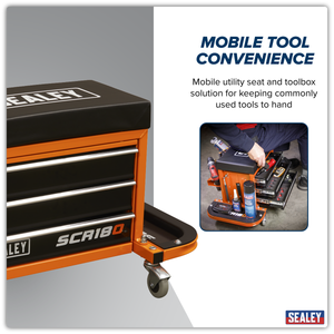 Sealey SCR18O Mechanic's Utility Seat & Toolbox - Orange - additional view 4
