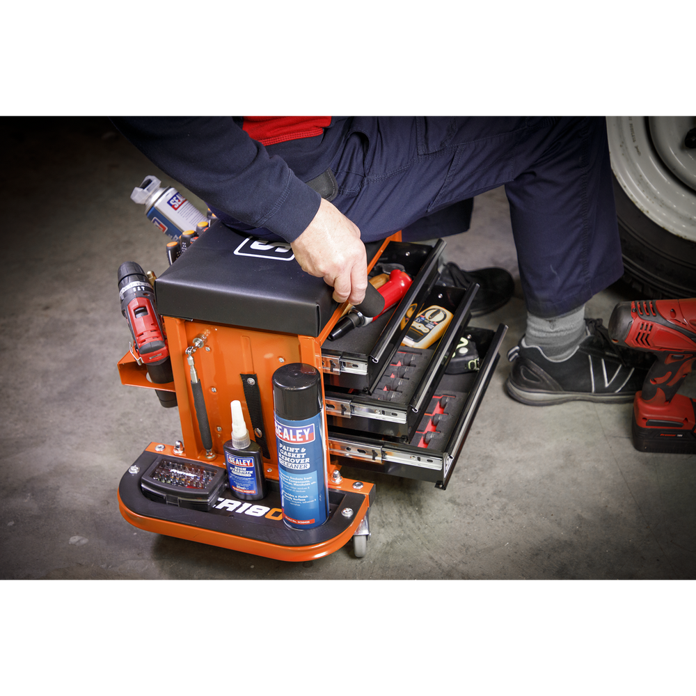 Sealey SCR18O Mechanic's Utility Seat & Toolbox - Orange - additional view 11