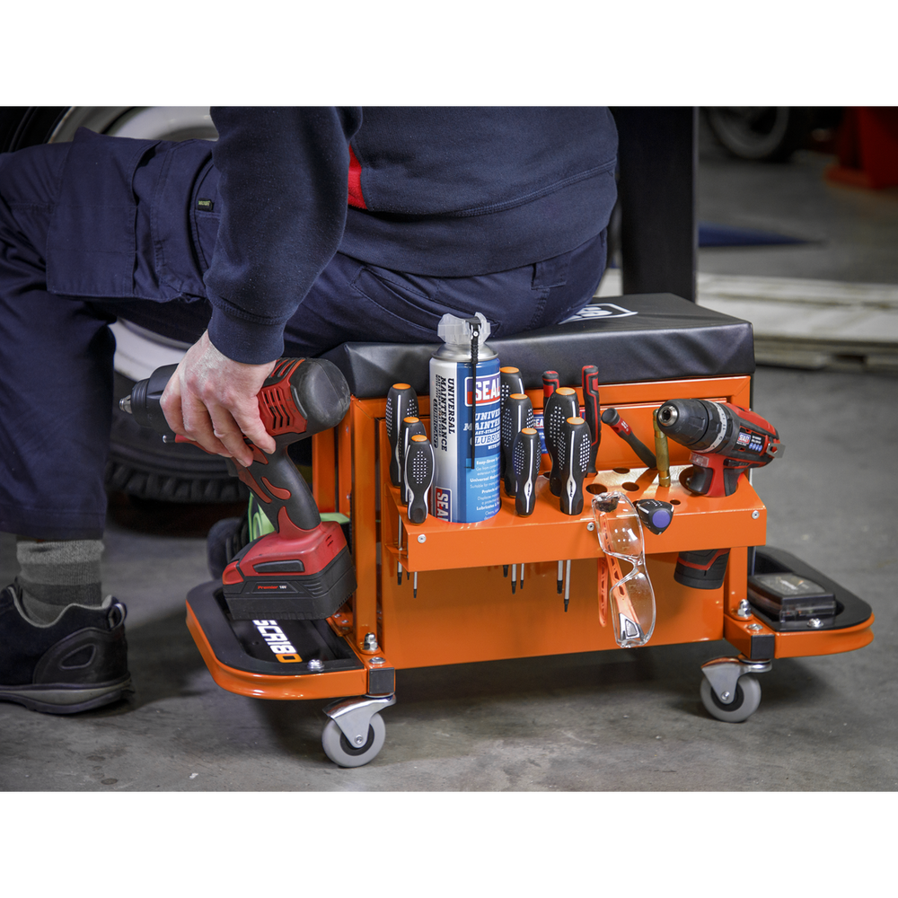 Sealey SCR18O Mechanic's Utility Seat & Toolbox - Orange - additional view 12