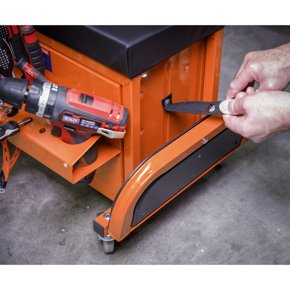 Sealey SCR18O Mechanic's Utility Seat & Toolbox - Orange - additional view 7