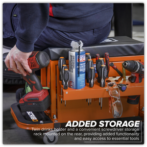 Sealey SCR18O Mechanic's Utility Seat & Toolbox - Orange - additional view 3
