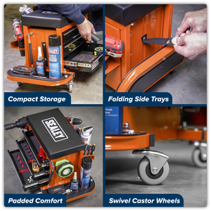 Sealey SCR18O Mechanic's Utility Seat & Toolbox - Orange - additional view 2