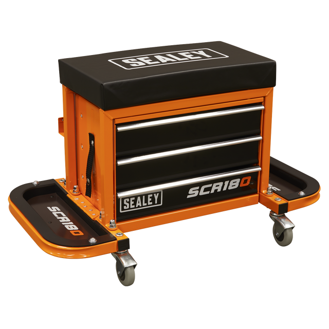 Sealey SCR18O Mechanic's Utility Seat & Toolbox - Orange