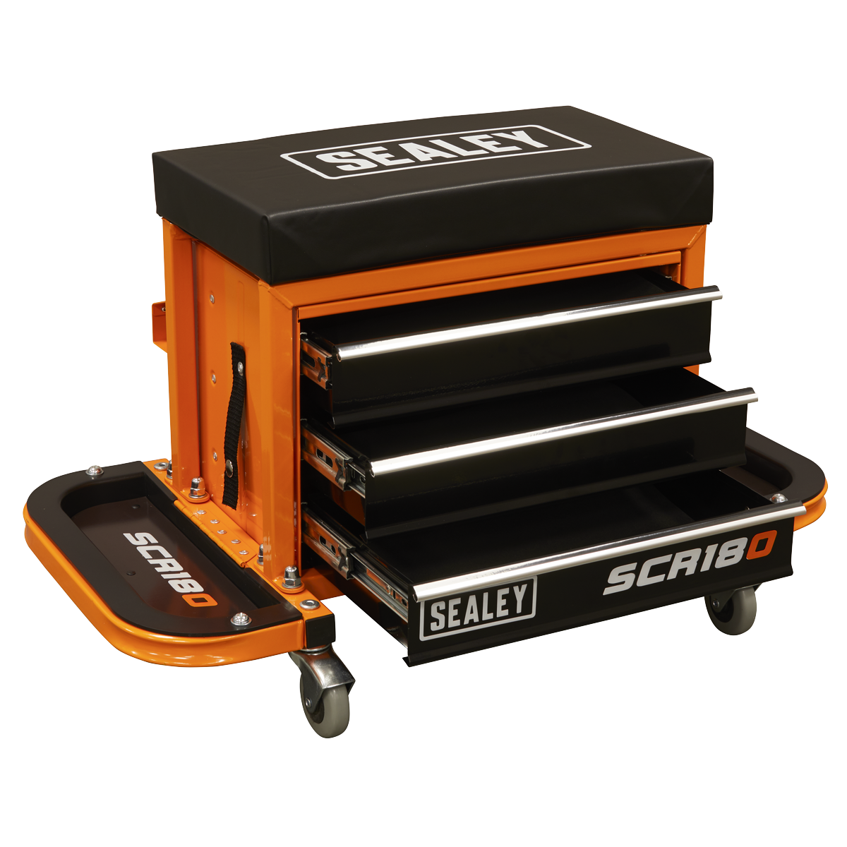 Sealey SCR18O Mechanic's Utility Seat & Toolbox - Orange - additional view 9