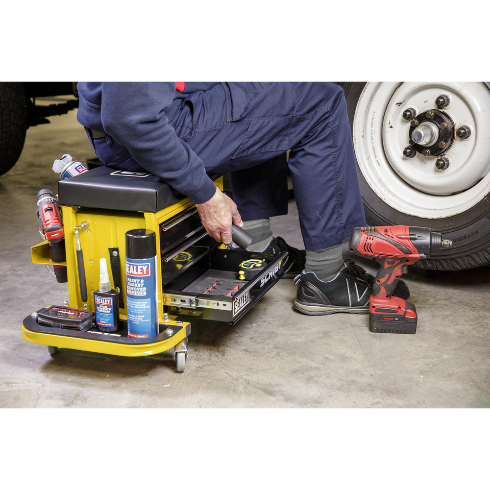 Sealey SCR18Y Mechanic's Utility Seat & Toolbox - Yellow - additional view 3