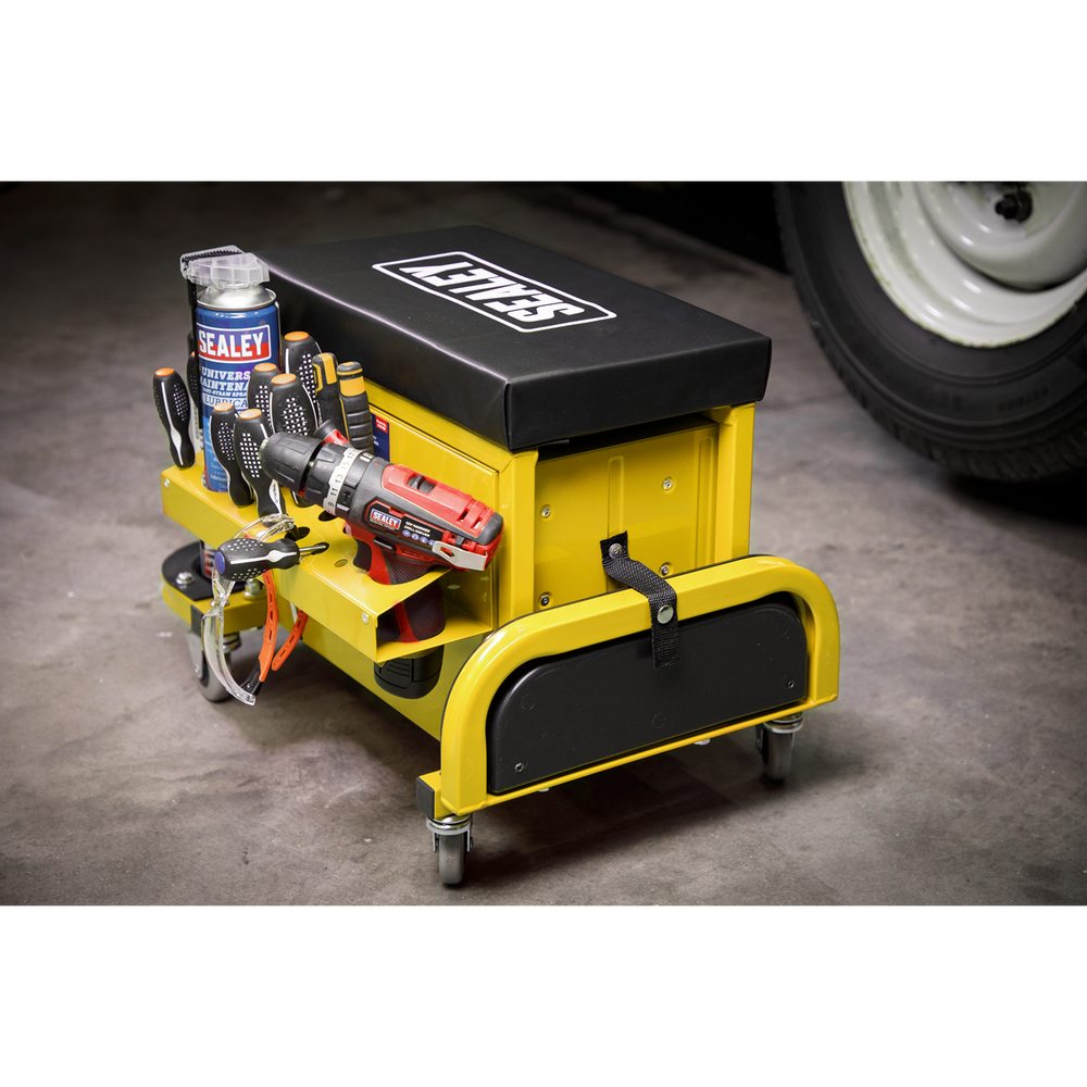Sealey SCR18Y Mechanic's Utility Seat & Toolbox - Yellow - additional view 8