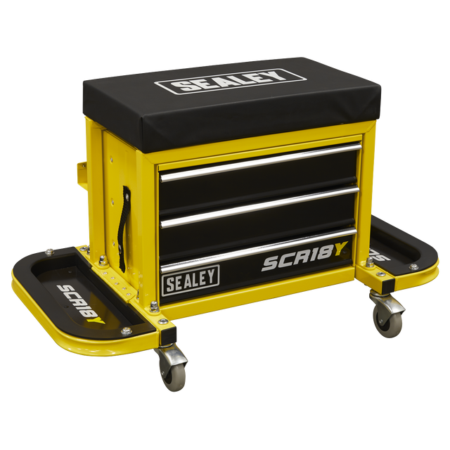 Sealey SCR18Y Mechanic's Utility Seat & Toolbox - Yellow