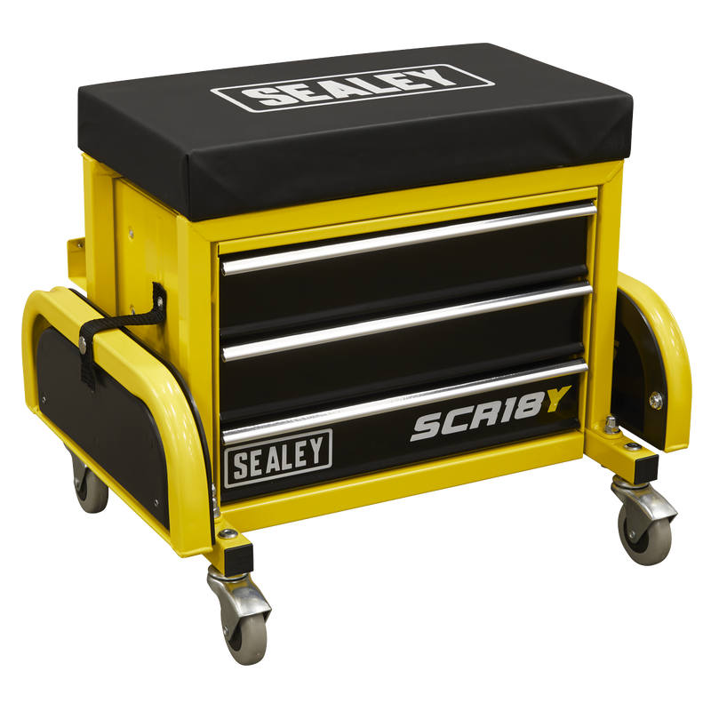 Sealey SCR18Y Mechanic's Utility Seat & Toolbox - Yellow - additional view 2