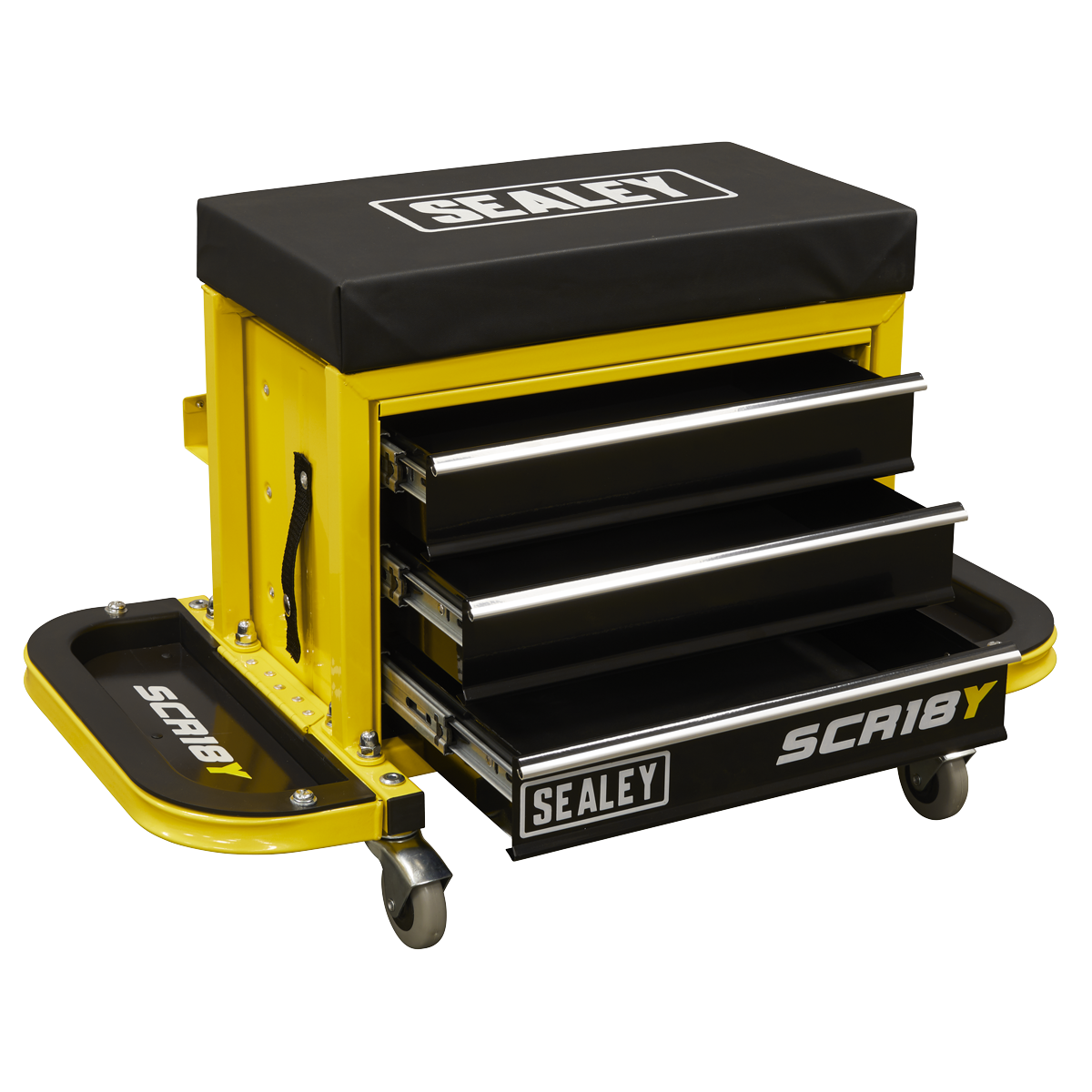 Sealey SCR18Y Mechanic's Utility Seat & Toolbox - Yellow - additional view 13