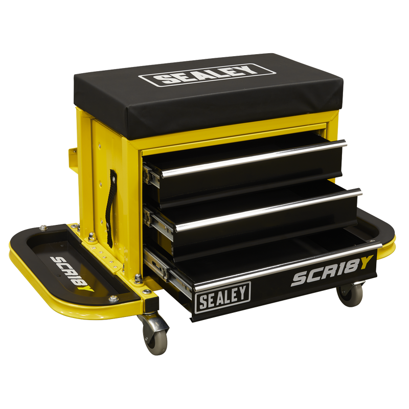Sealey SCR18Y Mechanic's Utility Seat & Toolbox - Yellow - additional view 13