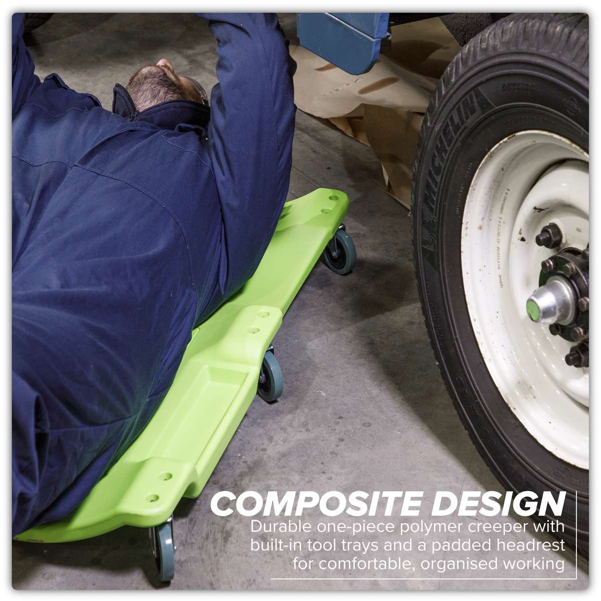 Sealey SCR80HV Composite Creeper with 6 Wheels - Hi-Vis Green - additional view 5