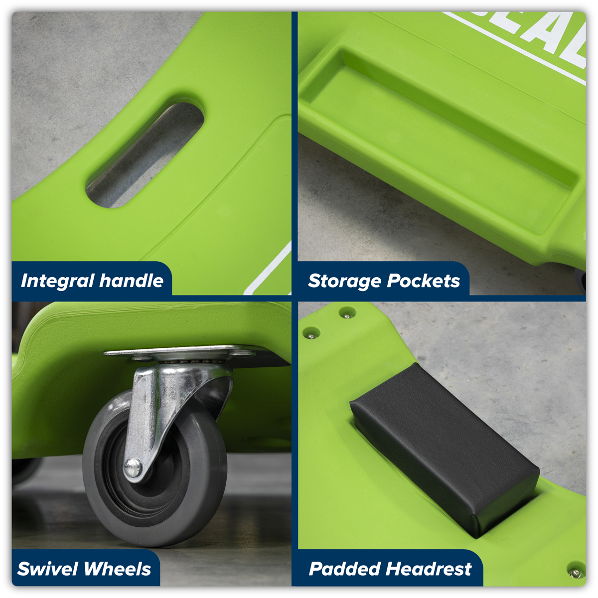 Sealey SCR80HV Composite Creeper with 6 Wheels - Hi-Vis Green - additional view 4