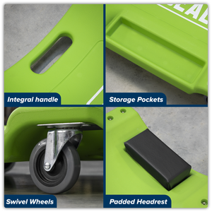 Sealey SCR80HV Composite Creeper with 6 Wheels - Hi-Vis Green - additional view 4