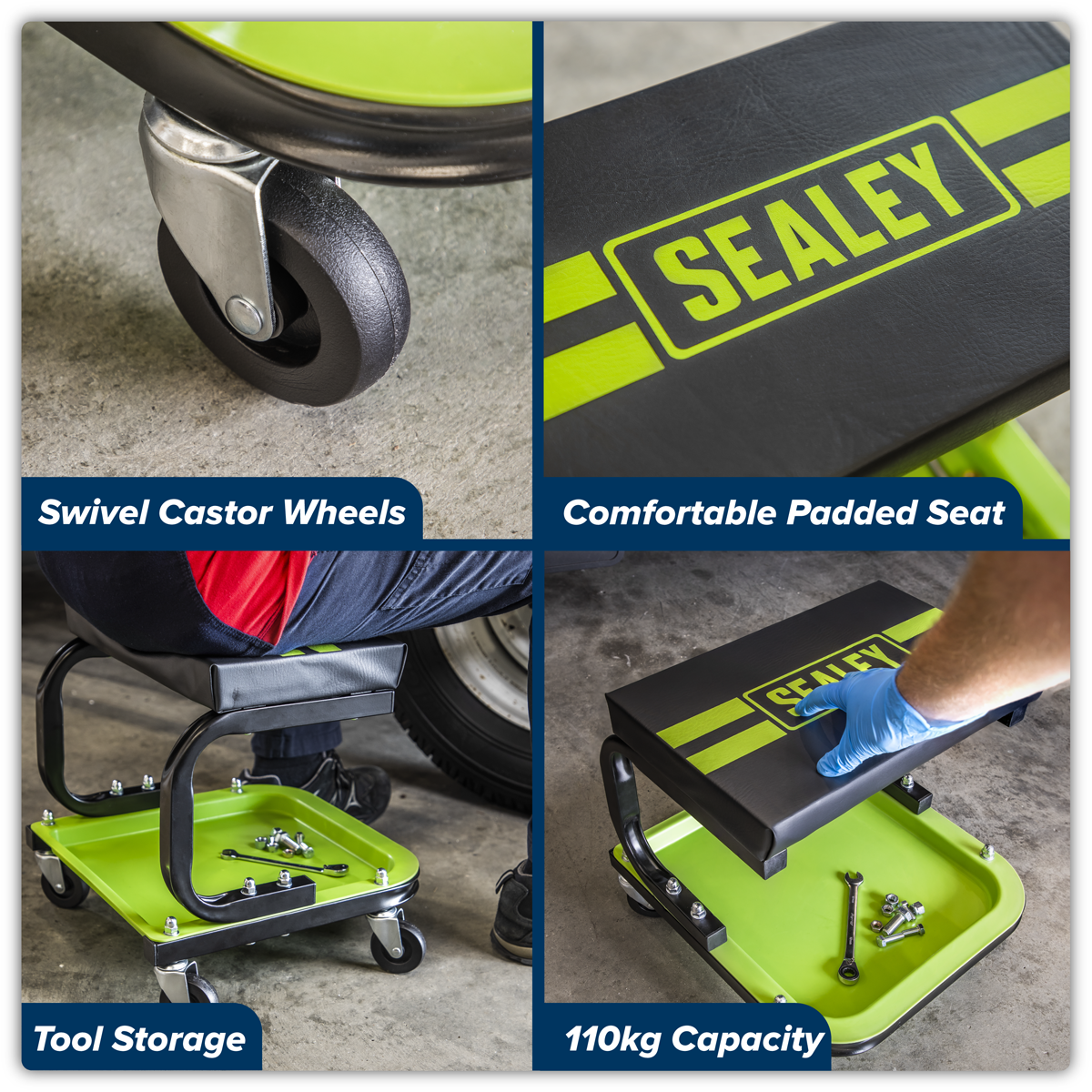 Sealey SCR9HV Mechanic's Utility Seat - Green - additional view 8