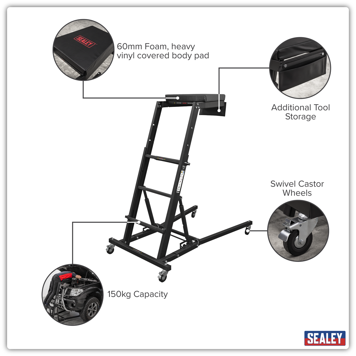 Sealey SCRT01 Topside Engine Bay Creeper - additional view 13