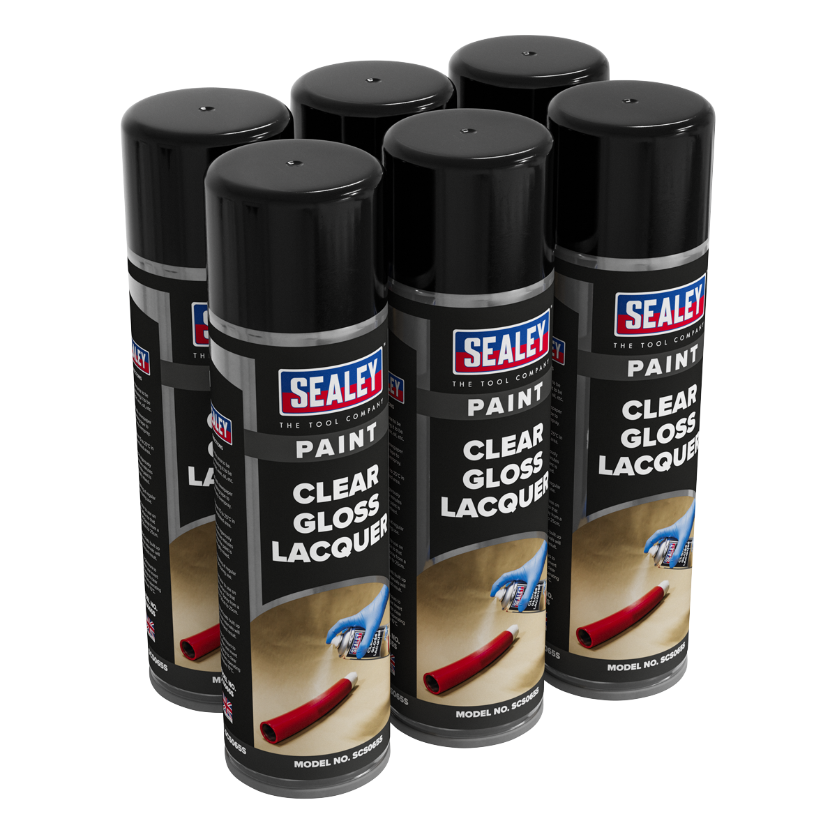Sealey SCS065 Gloss Lacquer 500ml, Clear - Pack of 6 - additional view 3