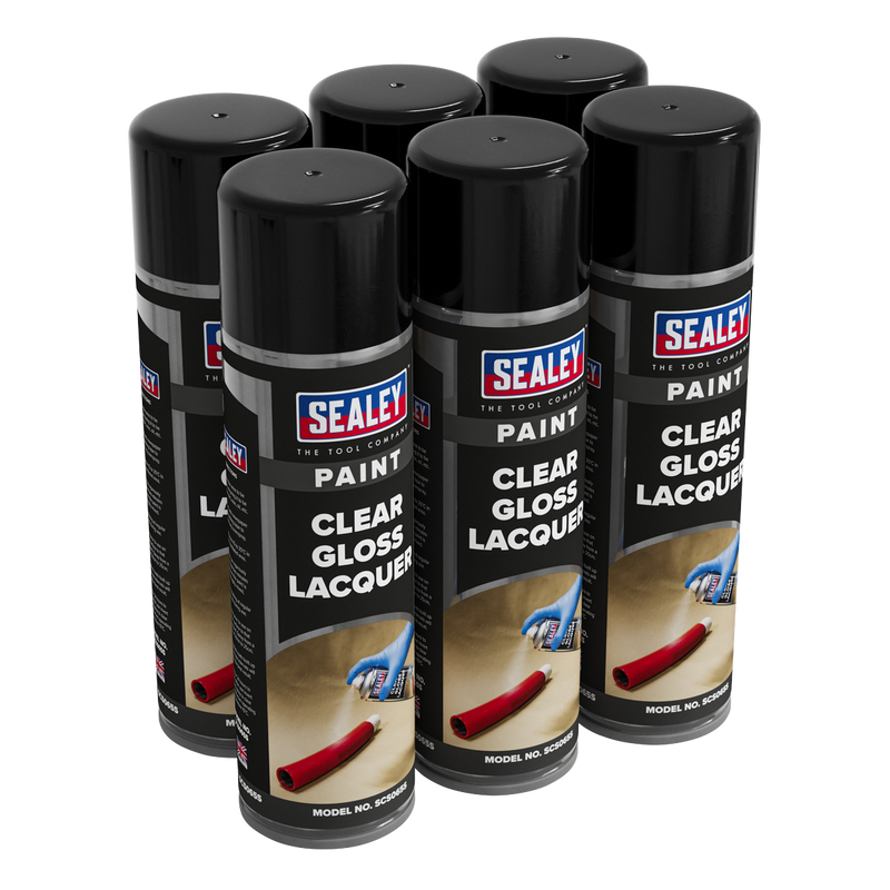 Sealey SCS065 Gloss Lacquer 500ml, Clear - Pack of 6 - additional view 3