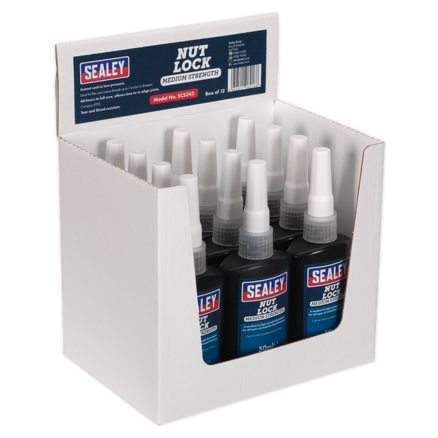 Sealey SCS243 Medium Strength Nut Lock 50ml - Pack of 12