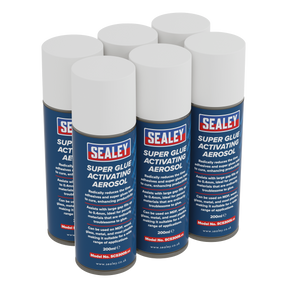 Sealey SCS300 Super Glue Activator Aerosol 200ml - Pack of 6
