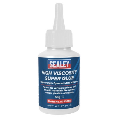 Sealey SCS305S High Viscosity Super Glue - Cyanoacrylate Adhesive, Fast-Bonding Formula 50g - Clear