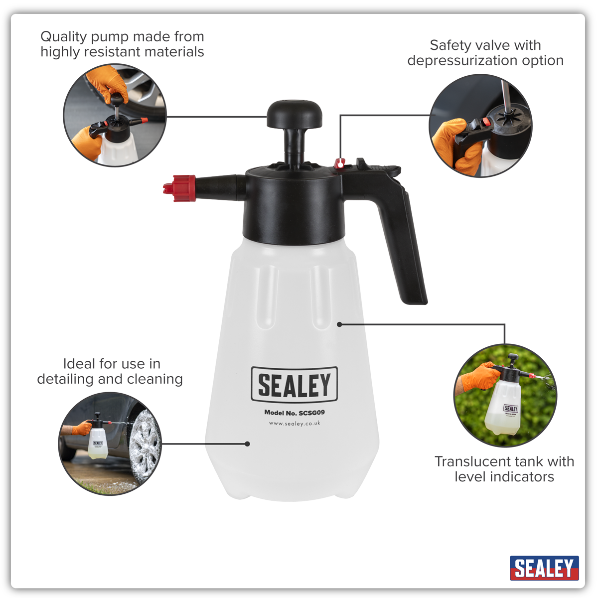 Sealey SCSG09 Snow Foaming/Detailing/Maintenance Pressure Sprayer 2L - additional view 5