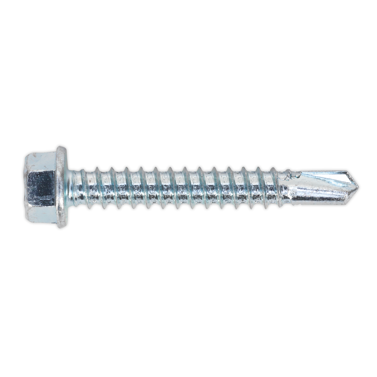 Sealey SDHX5538 Zinc Plated Self-Drilling Hex Head Screw 5.5 x 38mm - Pack of 100