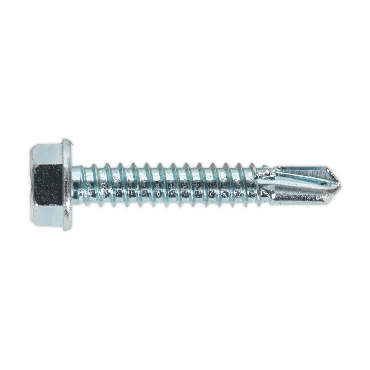 Sealey SDHX6338 Zinc Plated Self-Drilling Hex Head Screw 6.3 x 38mm - Pack of 100