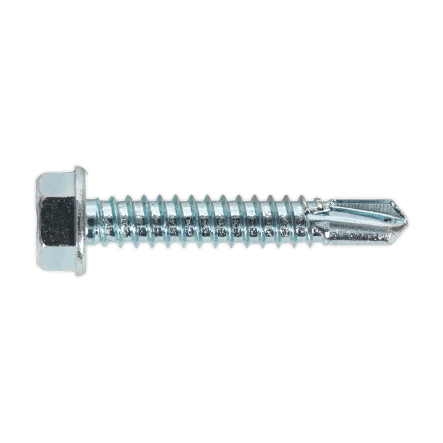 Sealey SDHX6338 Zinc Plated Self-Drilling Hex Head Screw 6.3 x 38mm - Pack of 100