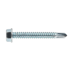 Sealey SDHX6350 Zinc Plated Self-Drilling Hex Head Screw 6.3 x 50mm - Pack of 100