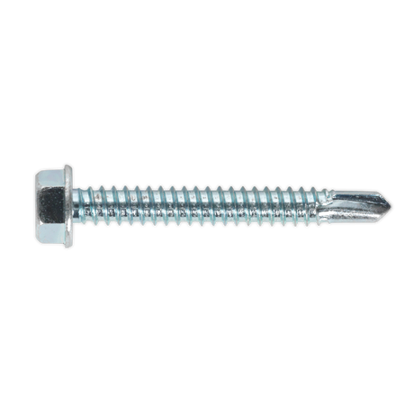 Sealey SDHX6350 Zinc Plated Self-Drilling Hex Head Screw 6.3 x 50mm - Pack of 100