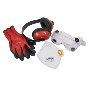 Sealey SEP4 Worksafe® Flexi Grip Gloves, FFP2 Mask, Goggles & Ear Defenders