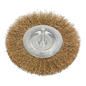 Sealey SFB100 100mm Crimped Flat Wire Brush with 6mm Shaft