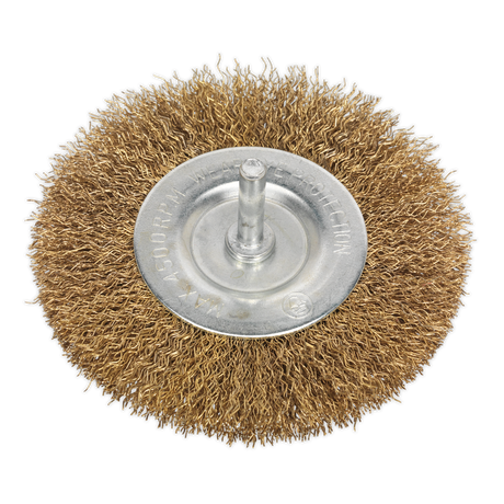 Sealey SFB100 100mm Crimped Flat Wire Brush with 6mm Shaft