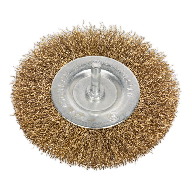 Sealey SFB100 100mm Crimped Flat Wire Brush with 6mm Shaft