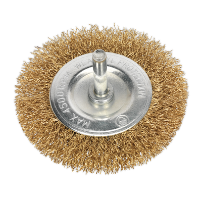 Sealey SFB75 75mm Crimped Flat Wire Brush with 6mm Shaft