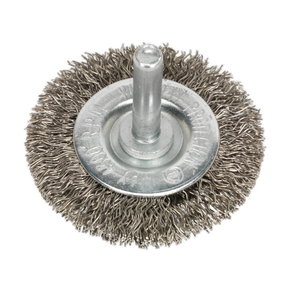 Sealey SFBS50 50mm Crimped Flat Wire Brush with 6mm Shaft