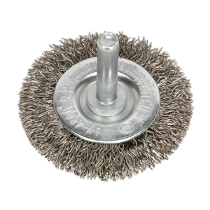 Sealey SFBS50 50mm Crimped Flat Wire Brush with 6mm Shaft