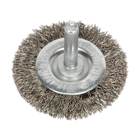 Sealey SFBS50 50mm Crimped Flat Wire Brush with 6mm Shaft