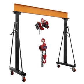Sealey SG3000KITG Portable Adjustable Gantry Frame with Geared Trolley & Hoist Combo 3 Tonne