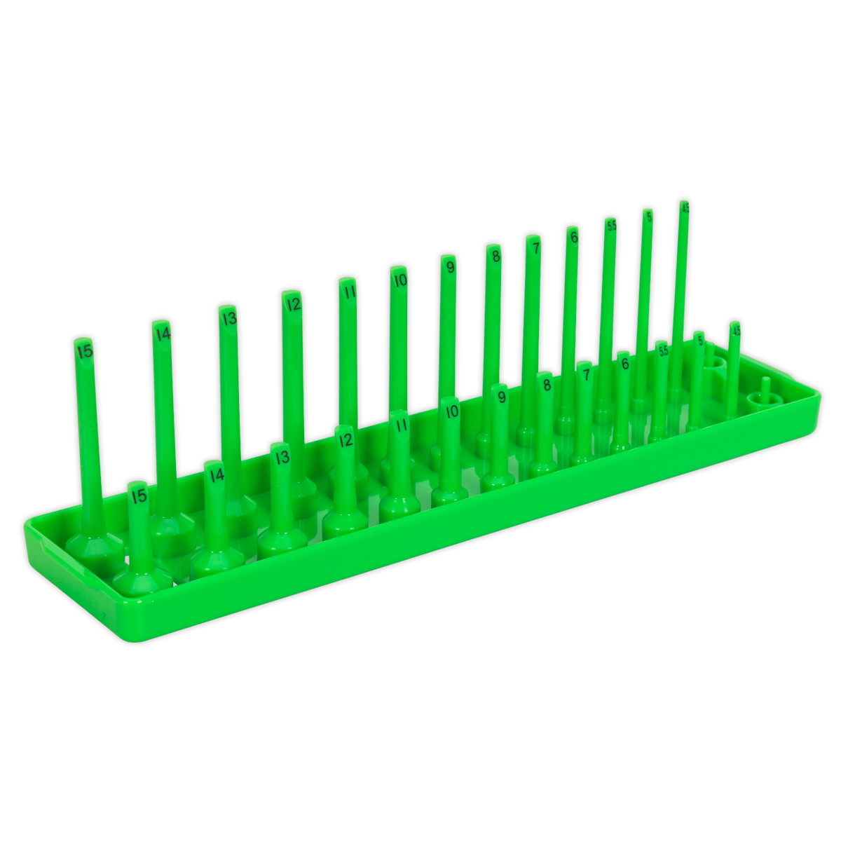 Sealey SH1414HV Premier Socket Holder 1/4"Sq Drive 4-15mm - Hi-Vis Green