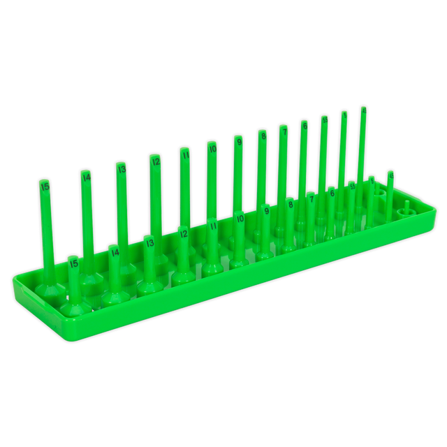 Sealey SH1414HV Premier Socket Holder 1/4"Sq Drive 4-15mm - Hi-Vis Green