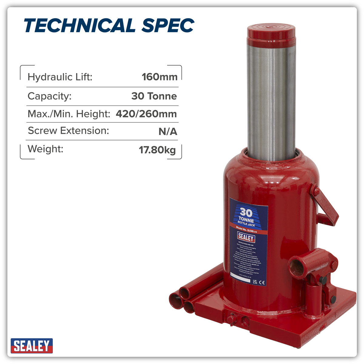 Sealey SJ30 Bottle Jack 30 Tonne - additional view 2